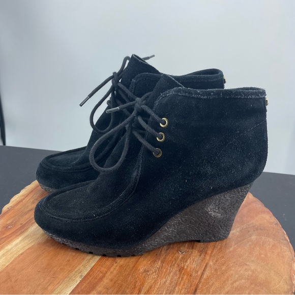 Michael kors rory wedge boots black suede lace up Sz 9 - Picture 1 of 10